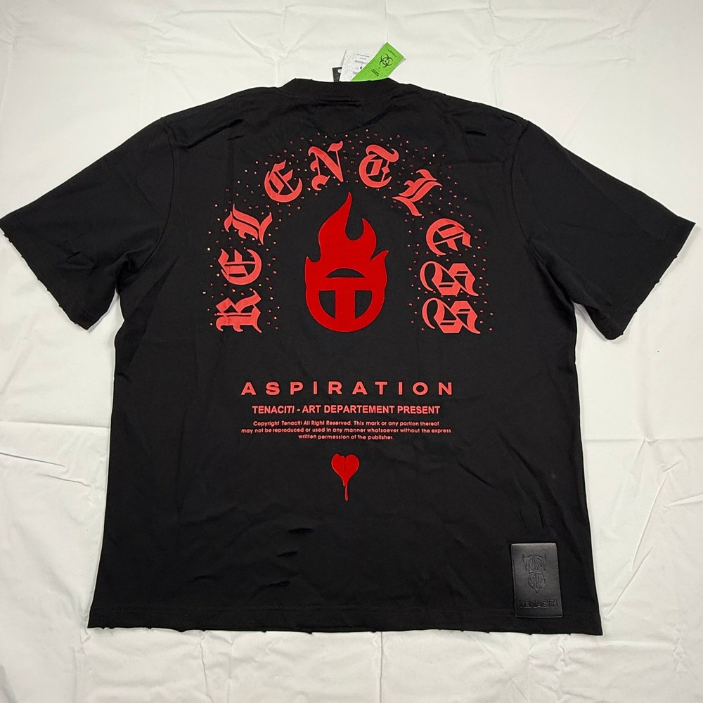 Tenaciti Studios Mens Relentless Pursuit Distressed Graphic T-Shirt  XXL
